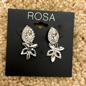 Rosa Crystal Tear butterfly Star Earrings